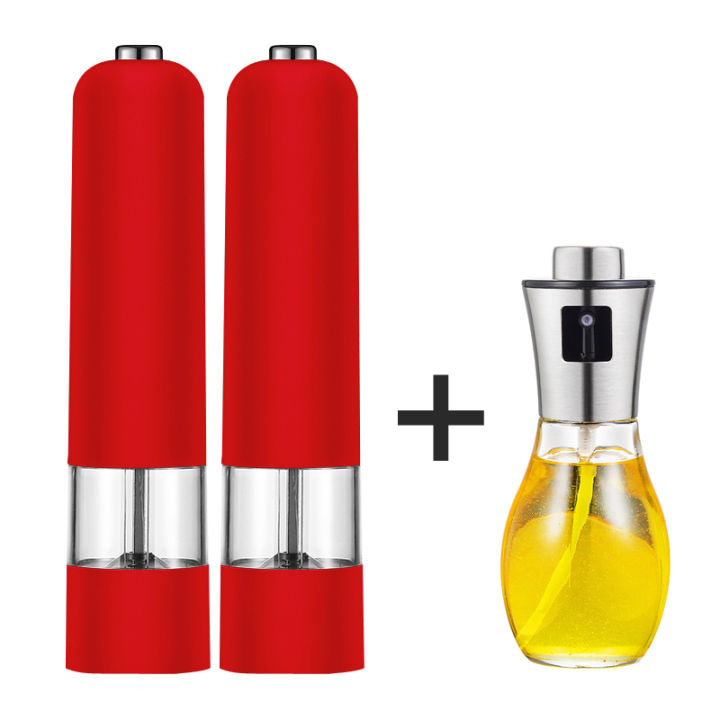 multicolor-electric-pepper-grinder-stainless-steel-pepper-mill-salt-shaker-and-glass-spray-bottle-olive-oil-bottle-spice-tools