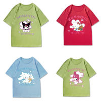 Sanrioed เสื้อยืดน่ารักพิมพ์อะนิเมะ s การ์ตูน Melody ของฉันฤดูร้อน Kuromi แขนสั้น Cinnamoroll นุ่มสบายเสื้อผ้า