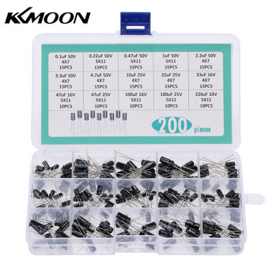 KKmoon ชุดตัวเก็บประจุอิเล็กโทรลีติค,200ชิ้น15ค่าพร้อมกล่อง