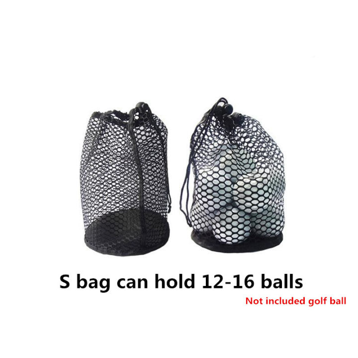 กีฬาตาข่ายถุงตาข่ายไนลอนสีดำถุงกอล์ฟกอล์ฟเทนนิส32-56บอลแบกถุง-drawstring-ถุงเก็บ