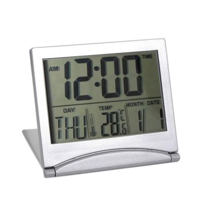 【Worth-Buy】 นาฬิกาตั้งโต๊ะแบบสถานีดิจิตัลนาฬิกาปลุก Lcd เดินทางแบบพับนาฬิกาปลุกอุณหภูมิสำหรับ Jam Tangan Digital ในการเดินทางที่บ้าน