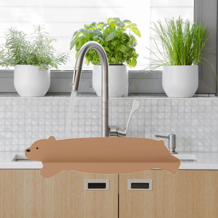 [HOT BEIJMKLHIW 547] Silicone Splash Guard For Sink Cute Bear Shape Faucet Splash Guard Kitchen