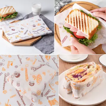 50pcs Plaid Sandwich Packaging Paper, Paper Bread Wrapper For Baking