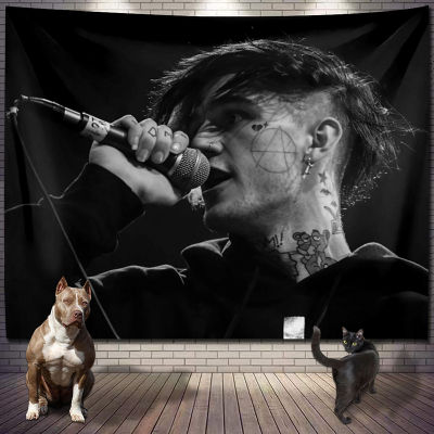 【cw】Black And White Rap Lil Peep Hippie Tapestry Wall Hanging Room Decoration Wall Decor Car Aesthetic Hip Hop Background Cloth