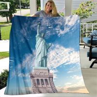 Statue of Liberty Flannel Throw Blanket Bedding for Living Room Bedroom Couch Sofa Warm Blanket Super Soft Lightweight King Size