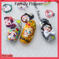 Family Flower Flash Sale 1แผ่นสยองขวัญนูนที่มีคุณภาพสูงตุ๊กตาหุ่นน่ารักเล็บสติกเกอร์แฟชั่น