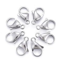 10pc 304 Stainless Steel Lobster Claw Clasps Parrot Trigger Clasps Grade A Size: about 9mm wide 15mm long 4mm thick hole: 2mm