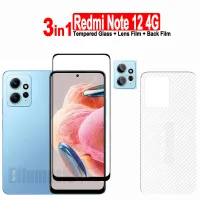 สำหรับ Xiaomi Redmi Note 12ฟิล์มกระจกเทมเปอร์ Redmi Note 12 11 Pro Plus 5G 12C 10C 10A/ Note 12S 11S 10S ฟิล์มแก้วแบบโปรปกป้องหน้าจอกระจกเทมเปอร์ + ฟิล์มเลนส์กล้อง + ฟิล์มด้านหลัง-3 In 1