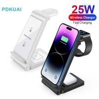 ZZOOI 25W 3 IN 1 Wireless Charger For iPhone 14 13 12 11 Pro Max XS XR X 8 Airpods 3 Pro Apple Watch 8 7 SE Fast Charging Dock Station