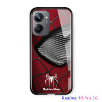 เคสมือถือกระจกสำหรับ OPPO Realme 10 Pro 5G Realme 10 Pro + 5G เคสโทรศัพท์ Marvel สำหรับเด็กผู้ชายเคสสำหรับผู้ชายเคสหลังกระจกนิรภัยลายกัปตันอเมริกา