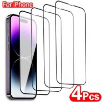 4Pcs Tempered Glass for IPhone 14 13 12 11 XS Pro Max 12Mini 13Mini Screen Protector for IPhone 7 8 Plus SE X XS XR Clear Glass