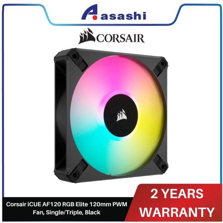 Corsair iCUE AF120 RGB Elite 120mm PWM Fan, Single & Triple, Black & White Lazada