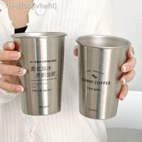 ○㍿۞ ivhefd Copo de café aço inoxidável com tampa para mulheres água fria caneca cerveja copos simplicidade 500ml