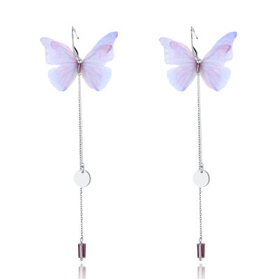 YINGRUIARNO S925 pure silver platinum-plated fashionable butterfly eardrop