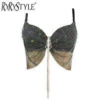 Crop Top ผู้หญิง Push Up Bodice Sequins Rhinestones ฤดูร้อนแขนกุดสั้น Y หญิงปิดไหล่ Camis ในตัว82329644