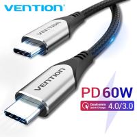 ❐ Vention Usb C To Usb C PD 60W 5Gbps Fast Charger QC4.0 Type-C for Samsung Galaxy S10 S20 TAA