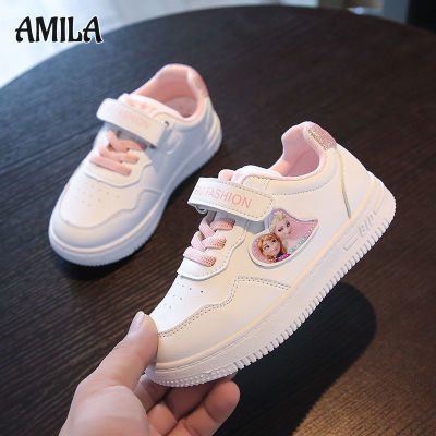 AMILA รองเท้ารองเท้าเด็กเดี่ยวกันลื่นรองเท้าสเก็ตใหม่สำหรับฤดูใบไม้ผลิและฤดูใบไม้ร่วงรองเท้าสีขาวขนาดเล็ก