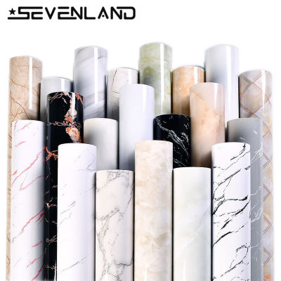 Sevenland 100cmx40cm Self adhesive PVC Waterproof Wallpaper Marble Pattern Home Decor For Living Room Bedroom Background Wall Stickers Kitchen