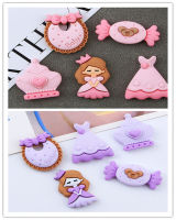 Kawaii การ์ตูนสีม่วงเจ้าหญิง Candy Crown Kite Flatback เรซิ่น Cabochon Scrapbooking Craft ตกแต่ง DIY ผม Bows อุปกรณ์เสริม