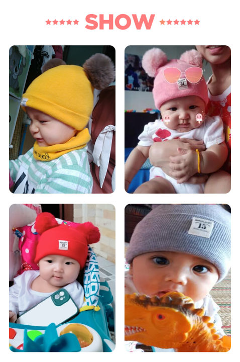 เด็กทารกชายน่ารัก-สาวฤดูหนาวถักหมวกสำหรับเด็ก