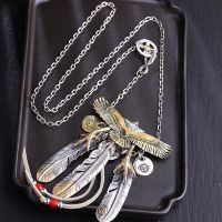 [COD]925 silver takahashi goro eagle feathers silver necklace women men too Angle chain set of male long chain swea925 เงินทากาฮาชิ Goro ขนนกอินทรีเงินสร้อยคอหญิงชายสร้อยคอโซ่มุมเงินเกินไปห่วงโซ่เสื้อยืดชายยาว