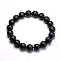 ลูกปัด Shungite สีดำธรรมชาติสร้อยข้อมือพลังงานยืดได้สำหรับ Uomo Donna Bracaccialetti Guarigione Meditazgioelli