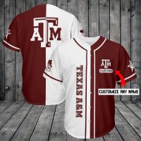 Texas A&amp;M Customize You Name Baseball Jersey Shirt  3D Printed Mens Shirt Casual Shirts hip hop Tops