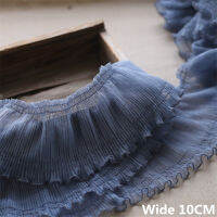 กว้าง 10 ซม. ตาข่าย Tulle จีบลูกไม้ผ้าเย็บปักถักร้อย Fringed ริบบิ้น Ruffle Trim Lolita เสื้อผ้าเย็บปก DIY วัสดุ-HVA STORE