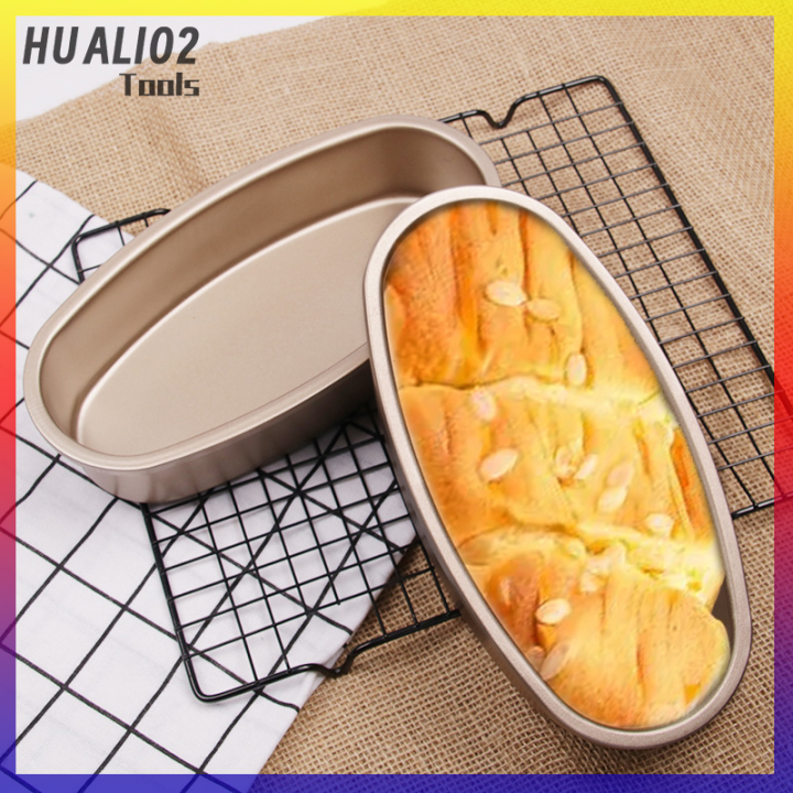 huali02เหล็กคาร์บอนทรงรีแบบนอนสติ๊กพิมพ์ทำเค้กพายขนมปังชีสเค้กหม้ออบขนมปังแม่พิมพ์ทำขนมอบ