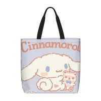 Cinnamoroll กระเป๋าถือซิปกระเป๋าทรงสี่เหลี่ยมมีหูหิ้วสะพายไหล่ของโท้ทแบบลำลองผู้หญิงความจุมากพร้อมกระเป๋ากระเป๋าสะพายไหล่