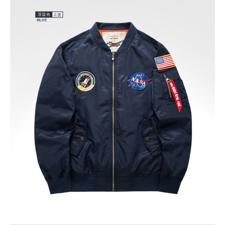 เสื้อโค้ทเย็บปักถักร้อย-เสื้อแจ็คเก็ตบอมเบอร์-nasa-แฟชั่นผู้ชาย