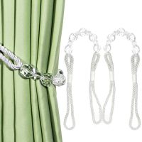 【LZ】 2Pc Crystal Beads Curtain Tieback Home Decor Accessories Curtains Holders Buckle Rope Bling Bead Holdback Window Drape Tie Backs