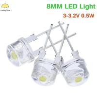 MEZCJ F8มุมกว้าง8มม. 0.5W โคมไฟ LED LED ไดโอดแสงนำลูกปัดแผ่นเรืองแสงหมวกฟาง10ชิ้น