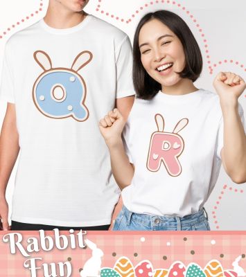 เสื้อยืดลาย อักษร Q และ R Rabbit ผ้า Tk บางเบา สวมใส่ สบาย ไม่ยืด ไม่ย้วย สีสันสดใส