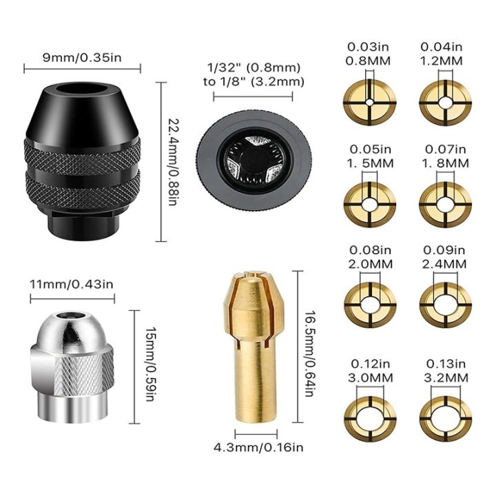 keyless-chuck-collet-set-brass-change-drill-collet-1-8in-x-2-3-32in-x-2-1-16in-x-2-1-32in-x-2