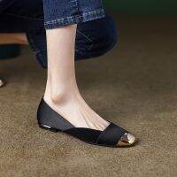 2022 new square flat shoes lighter a pedal splicing casual and comfortable single female wholesale