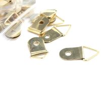 50Pcs Picture Hangers with screws Golden Brass Triangle Photo Picture Frame Wall Mount Hanger Hook Ring Iron