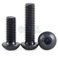 50Pcs M2 M2.5 M3 M4 ISO7380 Alloy Steel 10.9 Level Black Hexagon Socket Button Head Screw Furniture Mushroom Cap Hex Bolts HW041 Nails Screws  Fastene