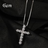 [COD] European and hip-hop 925 silver 5A zircon full diamond cross-shaped pendant necklace men women same style light luxury accessories