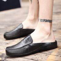 Personality leather shoes slippers รองเท้าโลฟเฟอร์ลำลองสำหรับผู้ชาย หนัง PU lazy shoes casual shoes