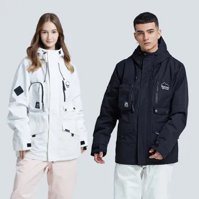 [COD] New winter mens and womens ski suits outdoor veneer windproof warm jacket tooling suit breathable thickened