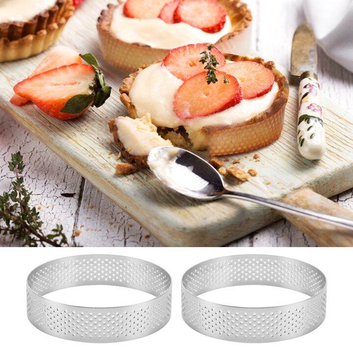 12 Pack Stainless Steel Tart Rings,Perforated Cake Mousse Ring,Cake