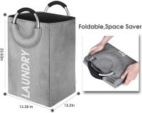 Foldable Linen Laundry Basket with Aluminum Ring Handle, Portable Laundry Bucket Bathroom Clothes Storage Bucket