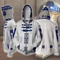 เสื้อสเวตเตอร์หุ่นยนต์ R2-D2ชุดคอสตูมสำหรับผู้ใหญ่ฮาโลวีนเสื้อสเวตเตอร์มีฮู้ดชุดคอสเพลย์ผู้หญิงดาร์เวเดอร์สตอร์มทรูปเปอร์ R2 D2ซิปแจ็คเก็ตผู้ชายผู้หญิง