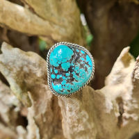 Jewelrythai แหวนเทอร์ควอยซ์ เงินแท้ 92.5% แหวนผู้ชาย หินเทอร์ควอยซ์แท้ สีฟ้า  Blue Turquoise Ring  ฟรีไซส์