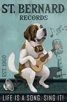 Zhongqingshop ป้ายโลหะดีบุก St Bernard Dog Records รายการโปสเตอร์อลูมิเนียมสำนักงานร้านอาหารบาร์บ้านไร่ตกแต่งตลก Wall Decor