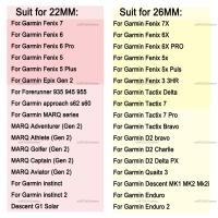 22มม. 26มม. Quickfit สายสำหรับการ์มินหนังสมาร์ทวอทช์ Epix Gen 2 Instinct 2X Fenix 7X 7 6X 6 Pro 5 5X Plus กำไลข้อมือ