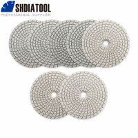 SHDIATOOL 6ชิ้น #50-#3000 125มิลลิเมตรสีขาวเรซิ่นบอนด์แผ่นขัดสำหรับกระเบื้องหินอ่อนหินอ่อนหินแกรนิตเปียกเพชรแผ่นขัด