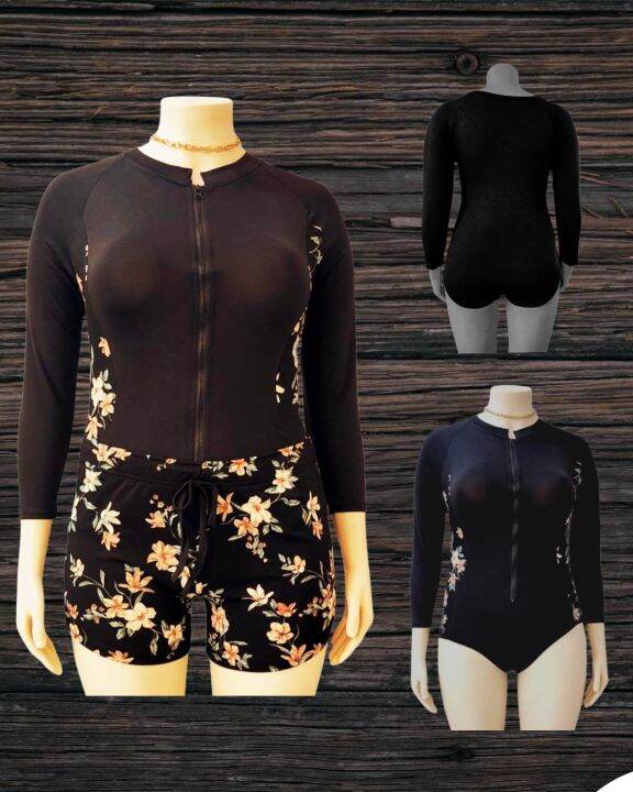 KENIA PLUS SIZE RASHGUARD ZIPPER 2n1 Lazada PH