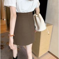 line high waist slim pleated skirt Hong Kong style irregular不对称百褶半身裙女春夏新款高腰大码显瘦港味百搭a字裙包臀短裙